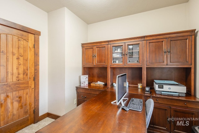 view of carpeted home office