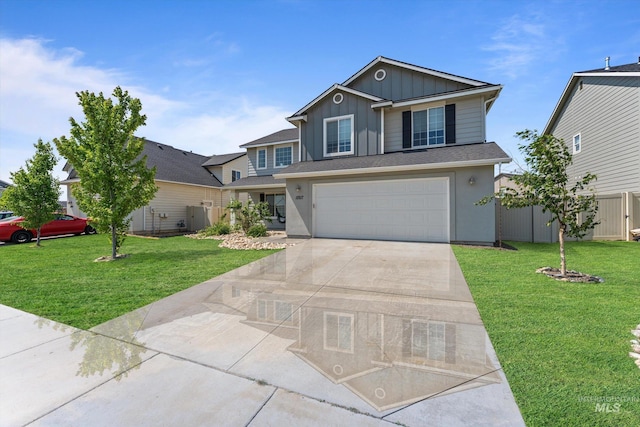 12817 Ironstone Dr, Nampa, ID 83651 - traditional home featuring board and batten siding, an attached garage, and driveway