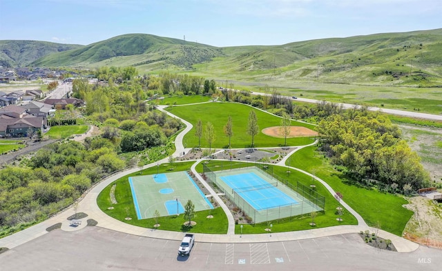 aerial view featuring a mountain view