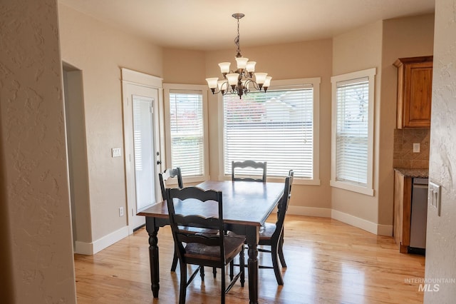 6023 S Augustine Ave, Boise, ID 83709 - dining space with healthy amount of natural light, light wood-style flooring, and a chandelier