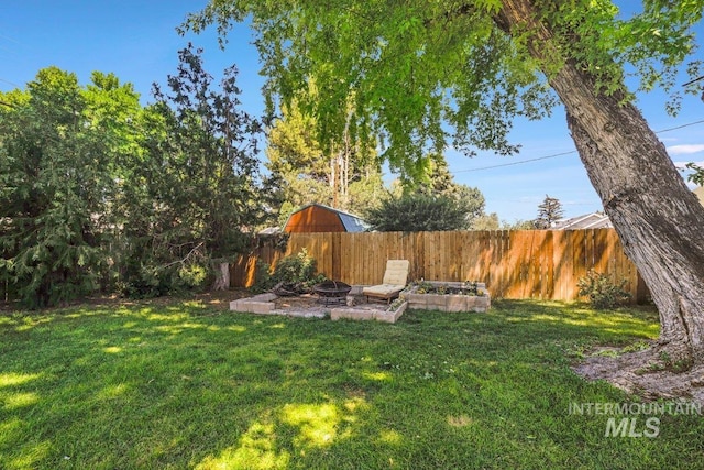 833 Nebraska, Gooding, ID 83330 - fenced backyard featuring an outdoor fire pit