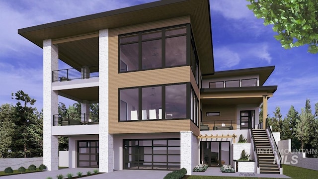 contemporary house featuring a garage