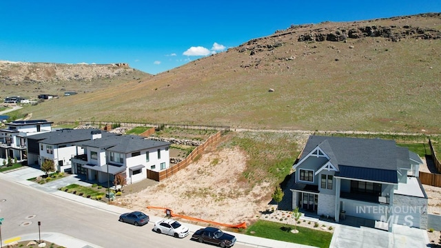 drone / aerial view with a mountain view