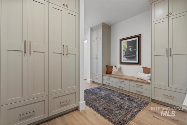 mudroom featuring light wood-type flooring