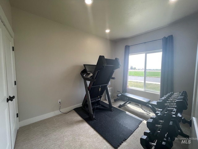 1111 Thunder Mountain St, Kimberly, ID 83341 - workout area with baseboards, recessed lighting, and carpet flooring