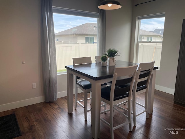 1111 Thunder Mountain St, Kimberly, ID 83341 - dining area featuring baseboards and dark wood-style floors