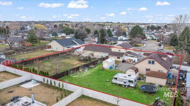 aerial view with a residential view