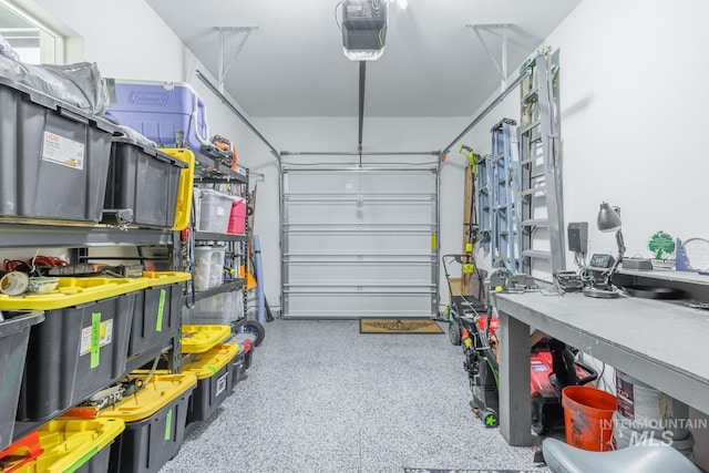 garage with a garage door opener