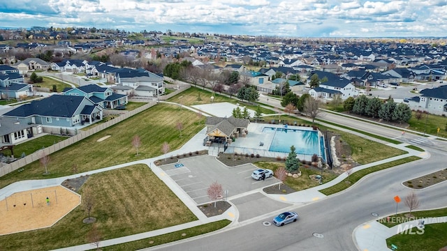 drone / aerial view with a residential view