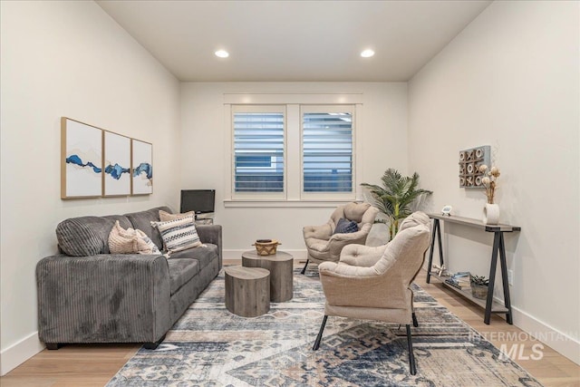 living room with light wood-type flooring