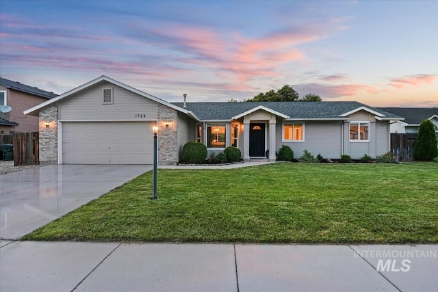 1722 W Mcglinchey St, Meridian, ID 83646 - ranch-style home featuring an attached garage, concrete driveway, and brick siding