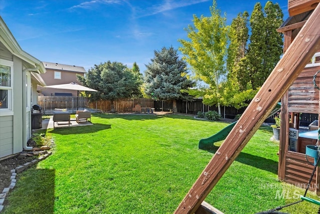 1722 W Mcglinchey St, Meridian, ID 83646 - fenced backyard featuring a patio area