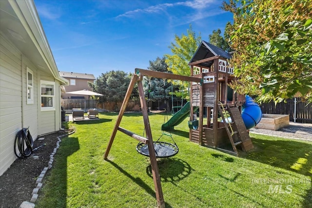 1722 W Mcglinchey St, Meridian, ID 83646 - view of playground featuring a fenced backyard and an outdoor living space