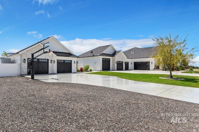 modern farmhouse with a garage