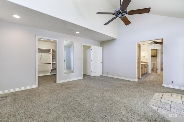 70 Pelican Dr, Rupert, ID 83350 - unfurnished bedroom with carpet floors, baseboards, high vaulted ceiling, and recessed lighting