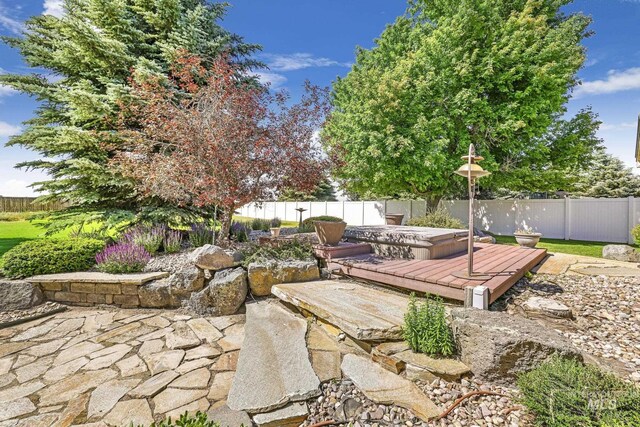 70 Pelican Dr, Rupert, ID 83350 - view of patio featuring a fenced backyard and a wooden deck