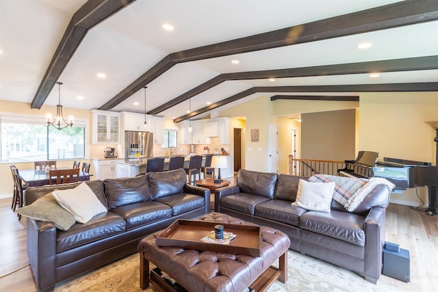 1205 Ponderosa Dr, Moscow, ID 83843 - living area featuring light wood finished floors, a chandelier, recessed lighting, and baseboards