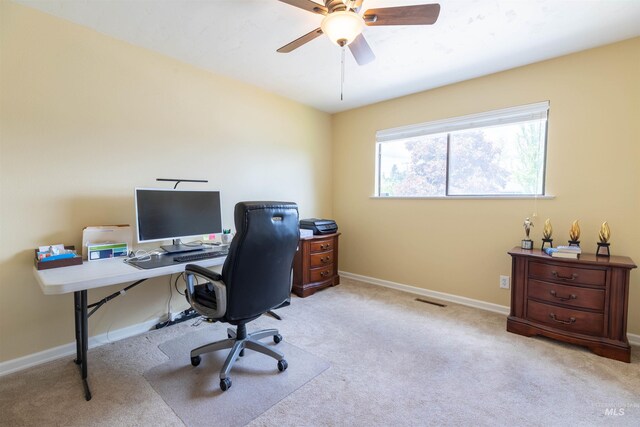 1205 Ponderosa Dr, Moscow, ID 83843 - carpeted office space featuring a ceiling fan and baseboards