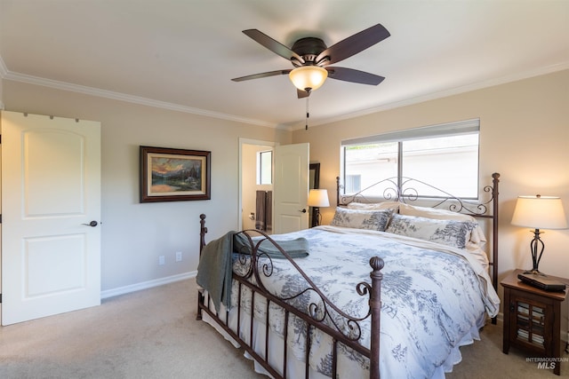 1205 Ponderosa Dr, Moscow, ID 83843 - bedroom with light carpet, crown molding, baseboards, and ceiling fan