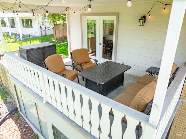 1205 Ponderosa Dr, Moscow, ID 83843 - view of patio featuring french doors and an outdoor living space