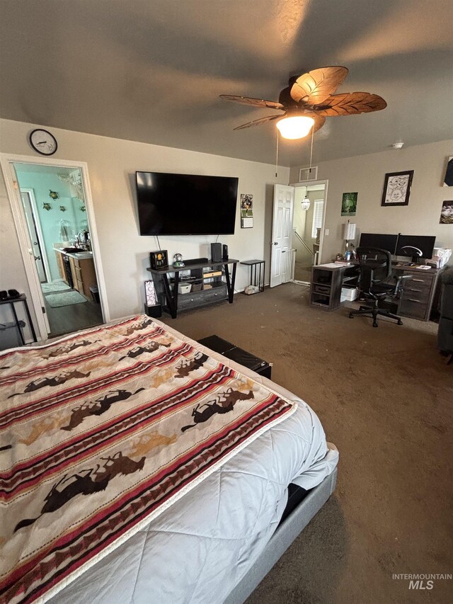 4618 Braeburn, Caldwell, ID 83607 - bedroom with ceiling fan, visible vents, and carpet floors