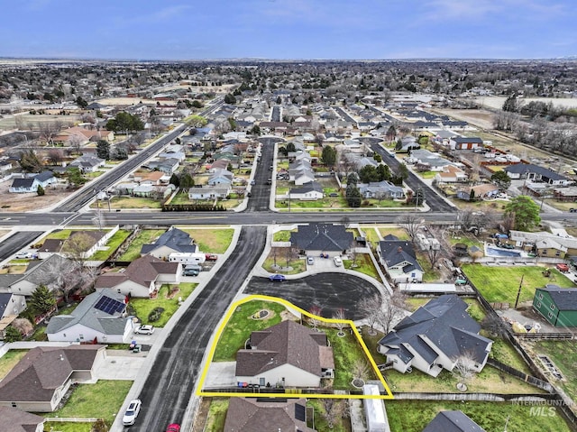 aerial view with a residential view