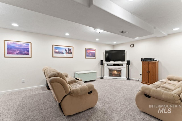 living room featuring carpet flooring