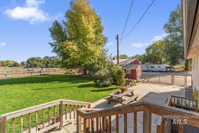 view of yard with a patio area and a rural view