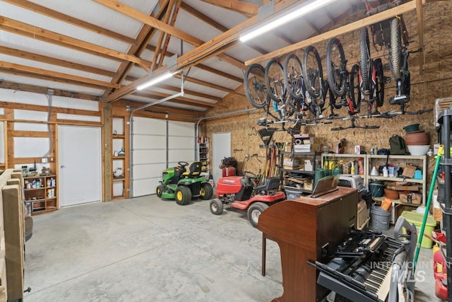 garage featuring a workshop area