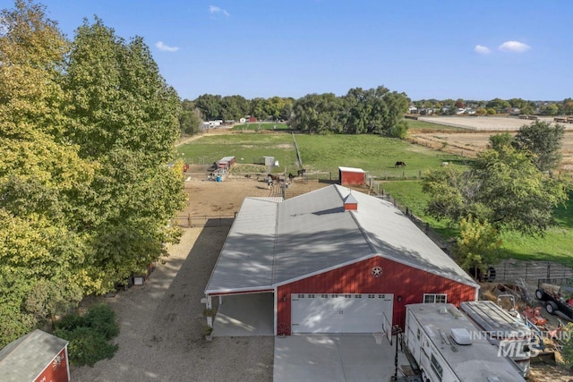 drone / aerial view with a rural view