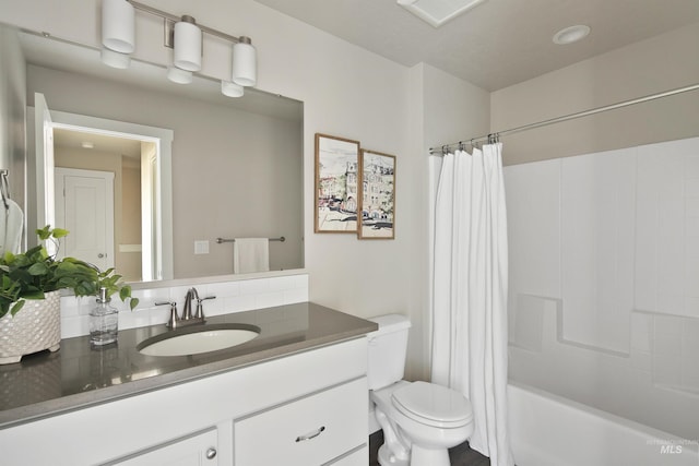 1694 N Solterra Ln, Meridian, ID 83646 - full bath featuring shower / tub combo, vanity, visible vents, and toilet
