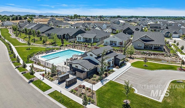 drone / aerial view with a residential view