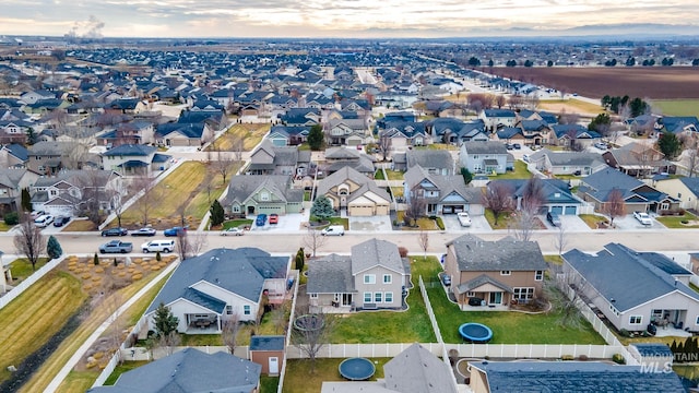 view of aerial view at dusk