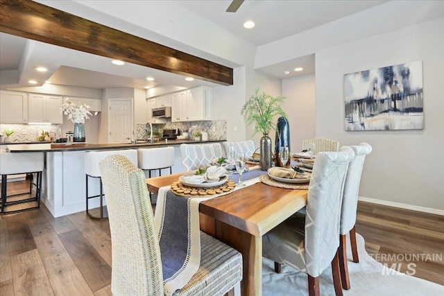 11298 W Charitan St, Boise, ID 83713 - dining space with dark wood-type flooring, recessed lighting, and baseboards