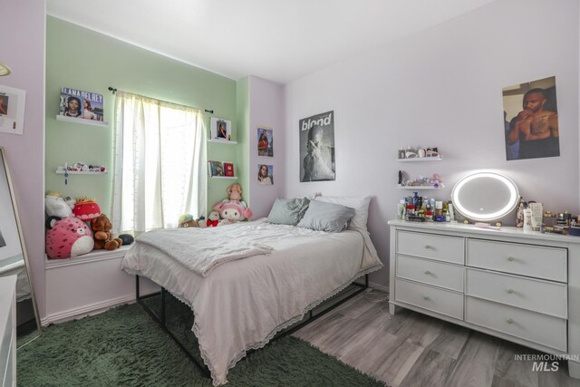 bedroom with hardwood / wood-style floors