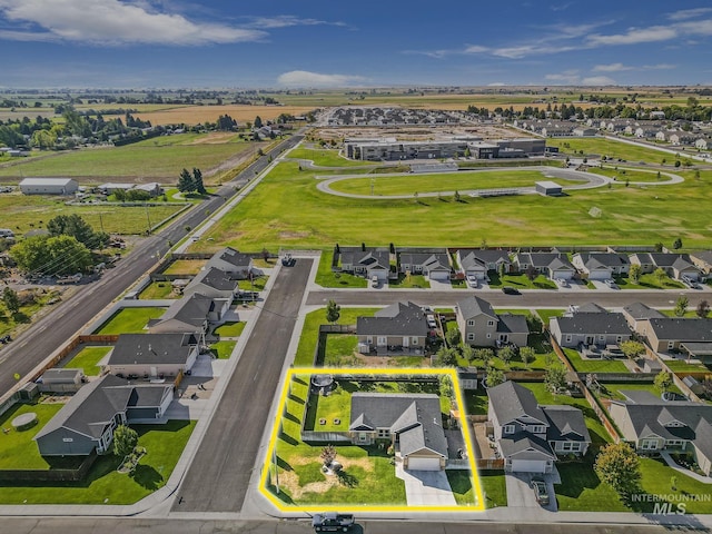 drone / aerial view with a residential view