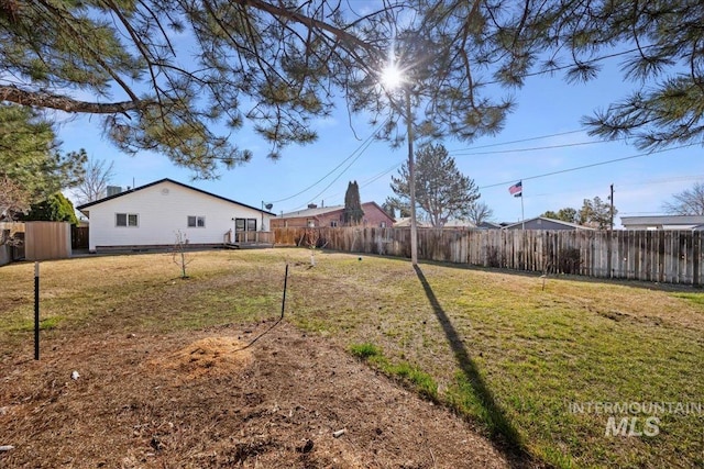 view of yard featuring a fenced backyard