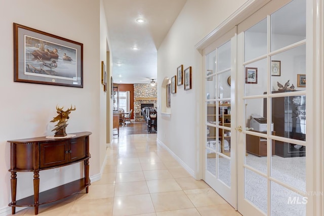 1795 W Black Canyon Hwy, Emmett, ID 83617 - corridor with french doors, recessed lighting, baseboards, and light tile patterned flooring