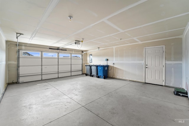 garage with a garage door opener