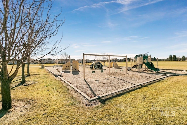 view of play area featuring a yard