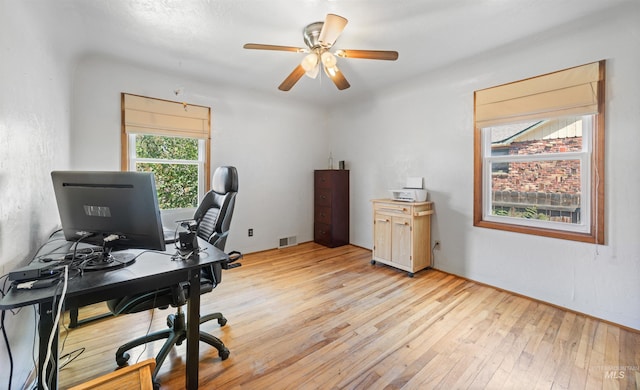 209 N Canyon St, Nampa, ID 83651 - office space featuring light wood-style flooring and a ceiling fan