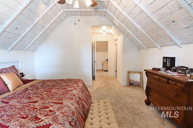 221 N Union St, Star, ID 83669 - carpeted bedroom with lofted ceiling, wood ceiling, and a ceiling fan