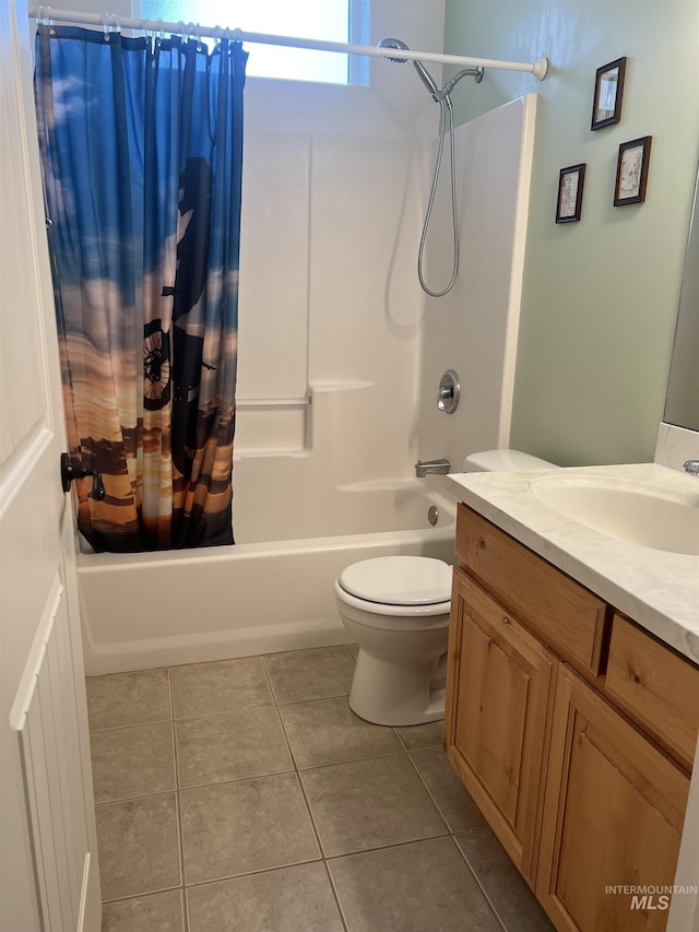554 Valley Circle Rd, Hagerman, ID 83332 - bathroom with shower / bath combination with curtain, vanity, toilet, and tile patterned flooring