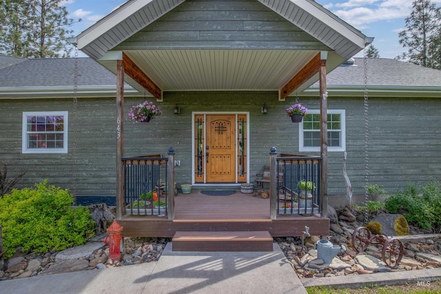 property entrance with a porch