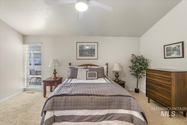 255 Los Lagos, Twin Falls, ID 83301 - bedroom featuring carpet, baseboards, a textured ceiling, and a ceiling fan