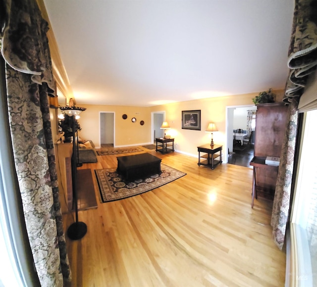 living room with light wood-type flooring