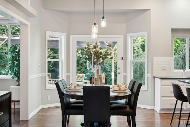 3376 E Echo Ct, Boise, ID 83712 - dining space featuring dark wood-style flooring and baseboards