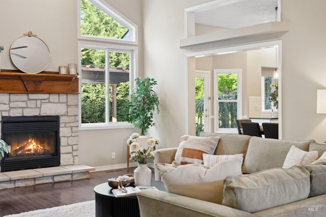 3376 E Echo Ct, Boise, ID 83712 - living room with wood finished floors, a fireplace, and baseboards