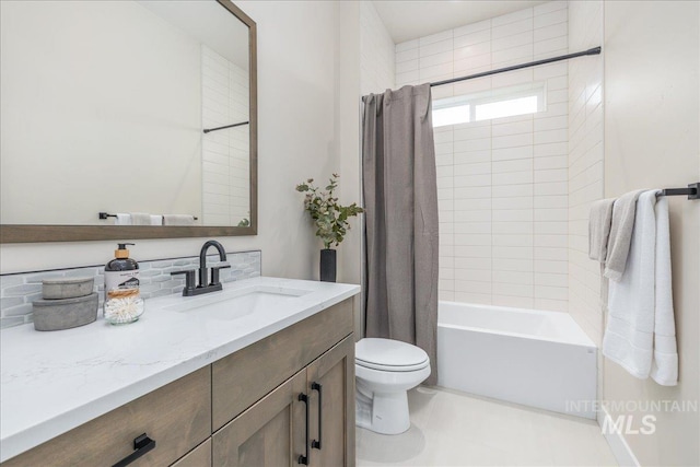 6201 W Redland Dr, Eagle, ID 83616 - bathroom featuring vanity, toilet, and shower / tub combo