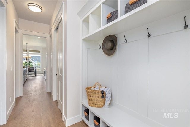 6201 W Redland Dr, Eagle, ID 83616 - mudroom featuring light wood-style floors and baseboards
